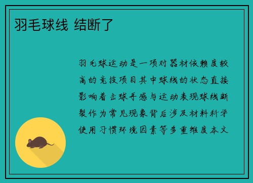 羽毛球线 结断了